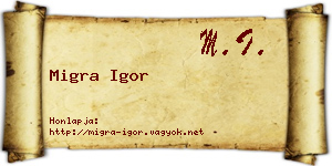 Migra Igor névjegykártya